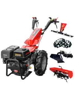 Motocultivator Rotakt MF400, 15 CP, benzina, motor loncin, Freza tractata, plug, masa de cosire, roti metalice