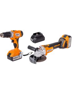 Set Polizor unghiular + masina gaurit cu percutie Baukraft BK-AGCDL2 18V 2x4Ah