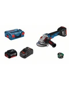 Bosch GWS 18V-10 S Polizor unghiular cu acumulator, 18V, 125mm + 2 x Acumulatori GBA 18V 5.0Ah + Incarcator rapid GAL 1880 CV + L-Boxx 136