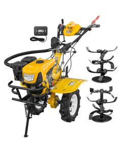 Motocultor AgroPro HS 950 NEW, motor 8 CP, benzina, 2+1 viteze, latime lucru 65-90 cm, freze, roti cauciuc 4.00x8", capota cu far LED, tahometru