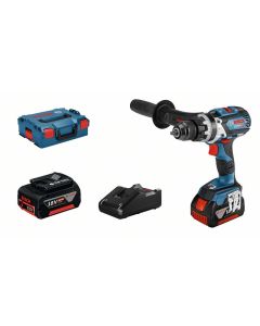 Bosch GSB 18V-110 C Masina de gaurit cu percutie cu acumulator, 2 x Acumulatori GBA 18V 5.0Ah + Incarcator rapid GAL 18V-40 Professional + L-Boxx
