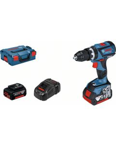 Bosch GSB 18V-60C Masina de gaurit cu percutie cu acumulator, 18V + 2 x Acumulatori GBA 18V 5.0Ah + Incarcator rapid GAL 1880 CV + L-Boxx