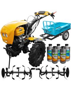 Motocultor Profesional Diferential Blocabil Progarden HS 1100D Pornire electrica motor 18 CP freze + remorca + 5L ulei AgroPro