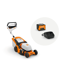 Masina de tuns gazonul STIHL RMA 448 V electrica latime taiere 46 cm cos colector 52 L cu acumulator AK 30 S si incarcator AL 101 sistem AK