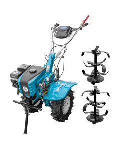 Motocultor DKD 1000B NEW motor 8 CP benzina 2+1 viteze latime lucru 105 cm freze roti cauciuc 5.00-8" capota cu far ghidon reglabil inaltime
