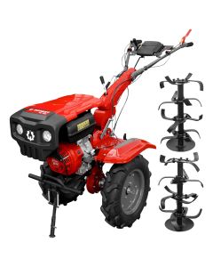 Motocultor Rotakt Atlas RO10R-2P motor 10CP 301 cmc benzina 2+1 viteze latime lucru 56-110 cm freze roti cauciuc 5.00-12" 2 prize de putere