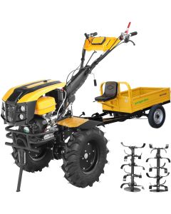 Agregat 4x4 Benzina Motocultor ProGARDEN Campo 1873 Alpine + Remorca ProGARDEN Alpine RM550T cu tractiune