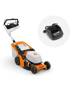 Masina de tuns gazonul pe acumulator STIHL RMA 443 PV autopropulsata latime taiere 41 cm cos colector 52 L sistem AP + incarcator