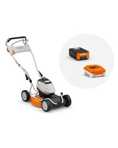 Masina de tuns gazon STIHL RMA 2 M cu functie de mulcire latime de taiere 46 cm sistem AP cu acumulator AP 300 S si incarcator AL 301