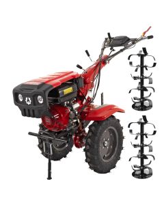 Motocultor Rotakt Goliath RO17RE-2P motor 17CP benzina 2+1 viteze latime lucru 56-135 cm freze roti cauciuc 5.00-12" pornire electrica 2 prize de putere