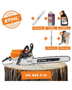 Motofierastrau profesional STIHL MS 462 C-M putere 4.4 kW lama 50cm pas lant 3/8" + ulei amestec 2T 1L + ulei forest plus 2L + 2x extra lant + extra sina + pila lant
