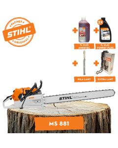 Motofierastrau profesional STIHL MS 881 putere 8.7CP lama 105 cm pas lant .404" RS + ulei amestec 2T 1L + ulei forest plus 2L + extra lant + pila lant