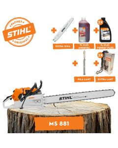 Motofierastrau profesional STIHL MS 881 putere 8.7CP lama 105 cm pas lant .404" RS + ulei amestec 2T 1L + ulei forest plus 2L + 2x extra lant + extra sina + pila lant