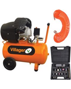 Set compresor Villager VAT VE 50 L polizor pneumatic WF 005 furtun pneumatic AgroPro VAT PU0015m